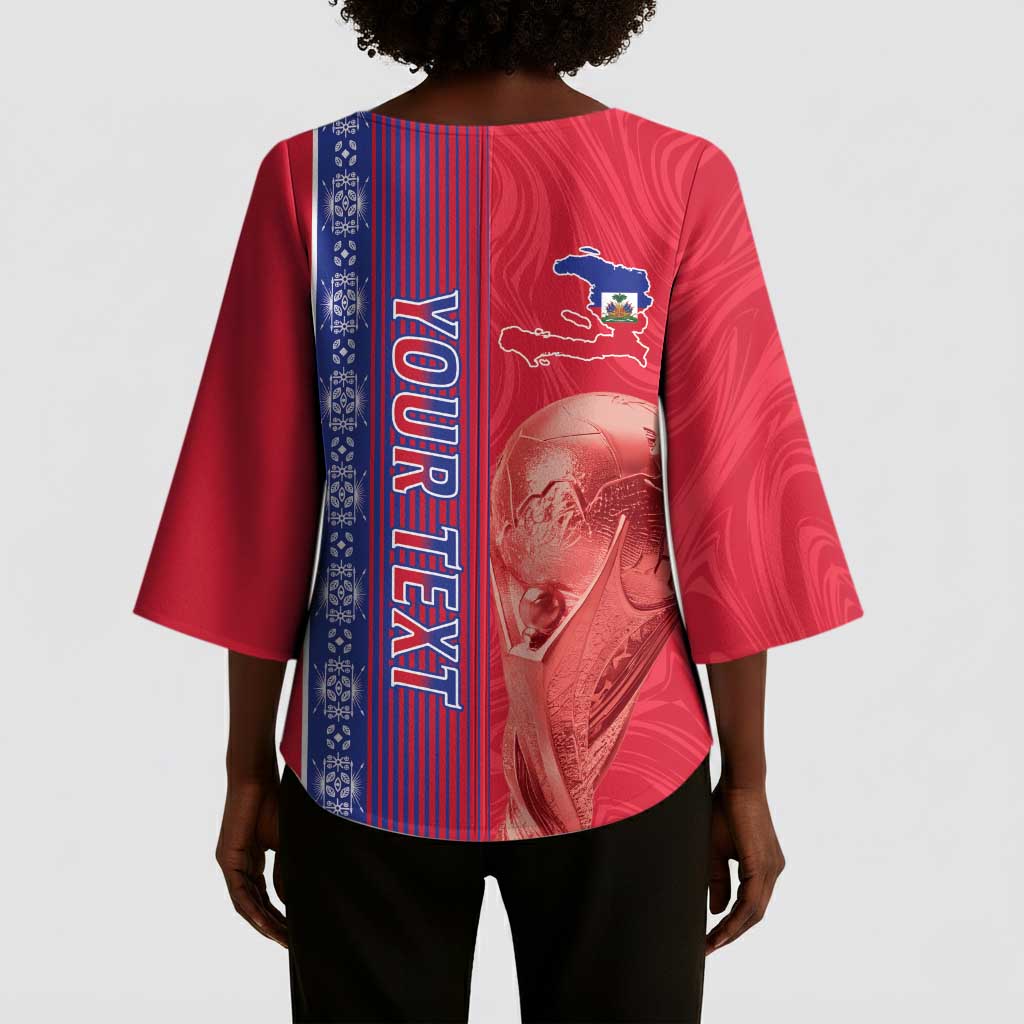 Custom Afro-Haiti Football Kimono Sleeve Blouse 2026 Grenadye Alaso Red Version - African Pride