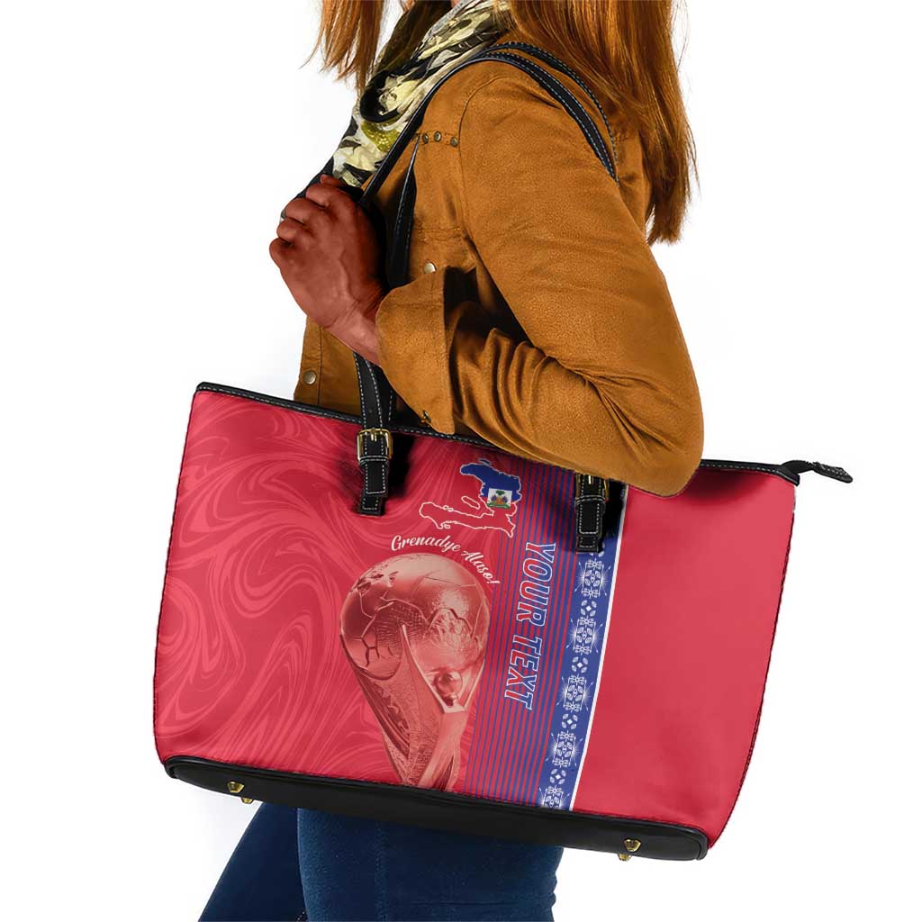 Custom Afro-Haiti Football Leather Tote Bag 2026 Grenadye Alaso Red Version - African Pride