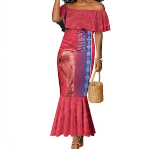 Custom Afro-Haiti Football Mermaid Dress 2026 Grenadye Alaso Red Version LT14