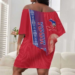 Custom Afro-Haiti Football Off Shoulder Short Dress 2026 Grenadye Alaso Red Version - African Pride