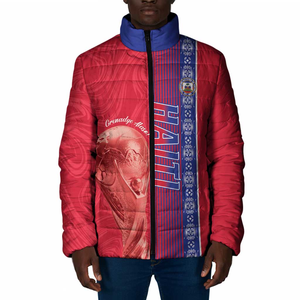 Custom Afro-Haiti Football Padded Jacket 2026 Grenadye Alaso Red Version - African Pride