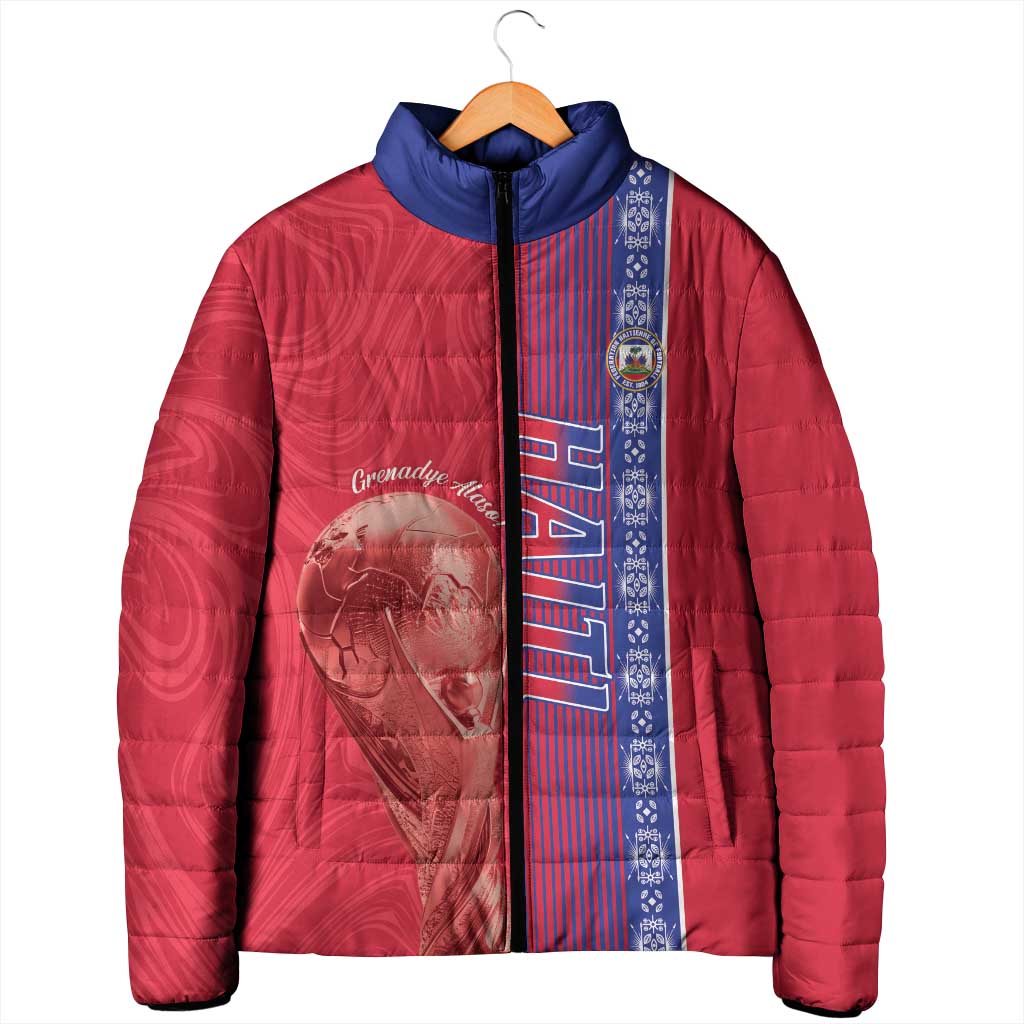 Custom Afro-Haiti Football Padded Jacket 2026 Grenadye Alaso Red Version - African Pride