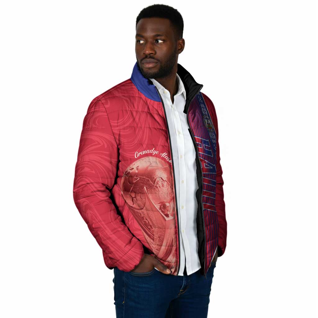 Custom Afro-Haiti Football Padded Jacket 2026 Grenadye Alaso Red Version - African Pride