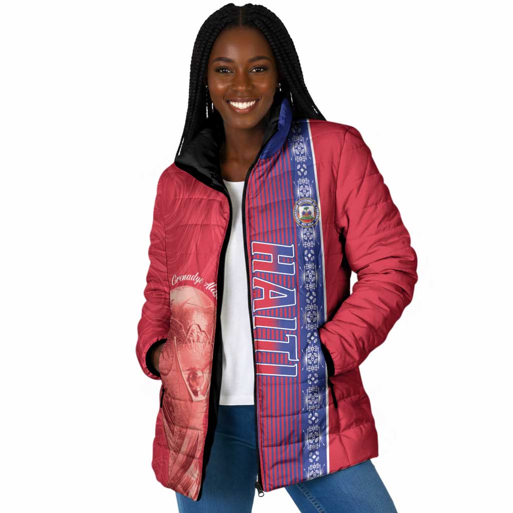Custom Afro-Haiti Football Padded Jacket 2026 Grenadye Alaso Red Version - African Pride