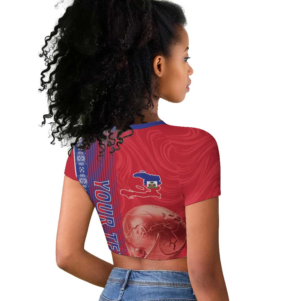 Custom Afro-Haiti Football Raglan Cropped T shirt 2026 Grenadye Alaso Red Version LT14
