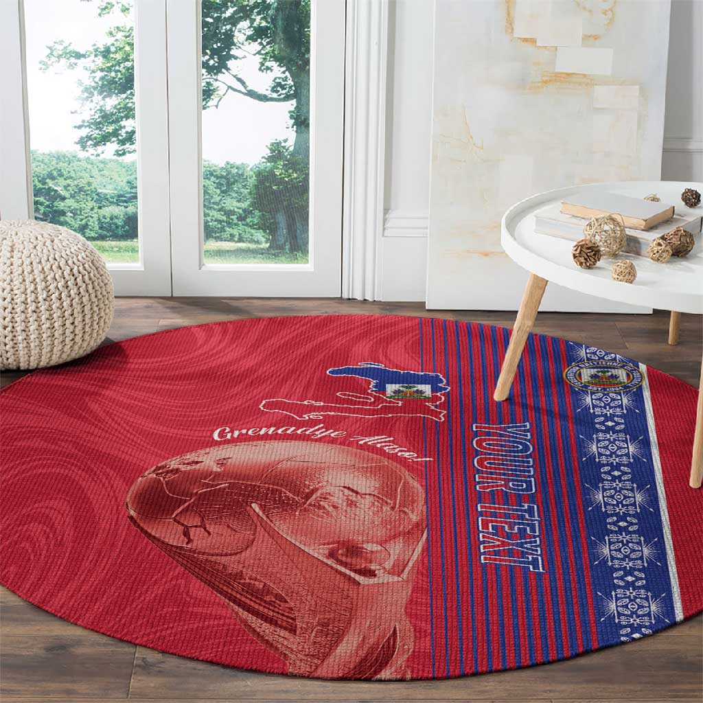Custom Afro-Haiti Football Round Carpet 2026 Grenadye Alaso Red Version - African Pride