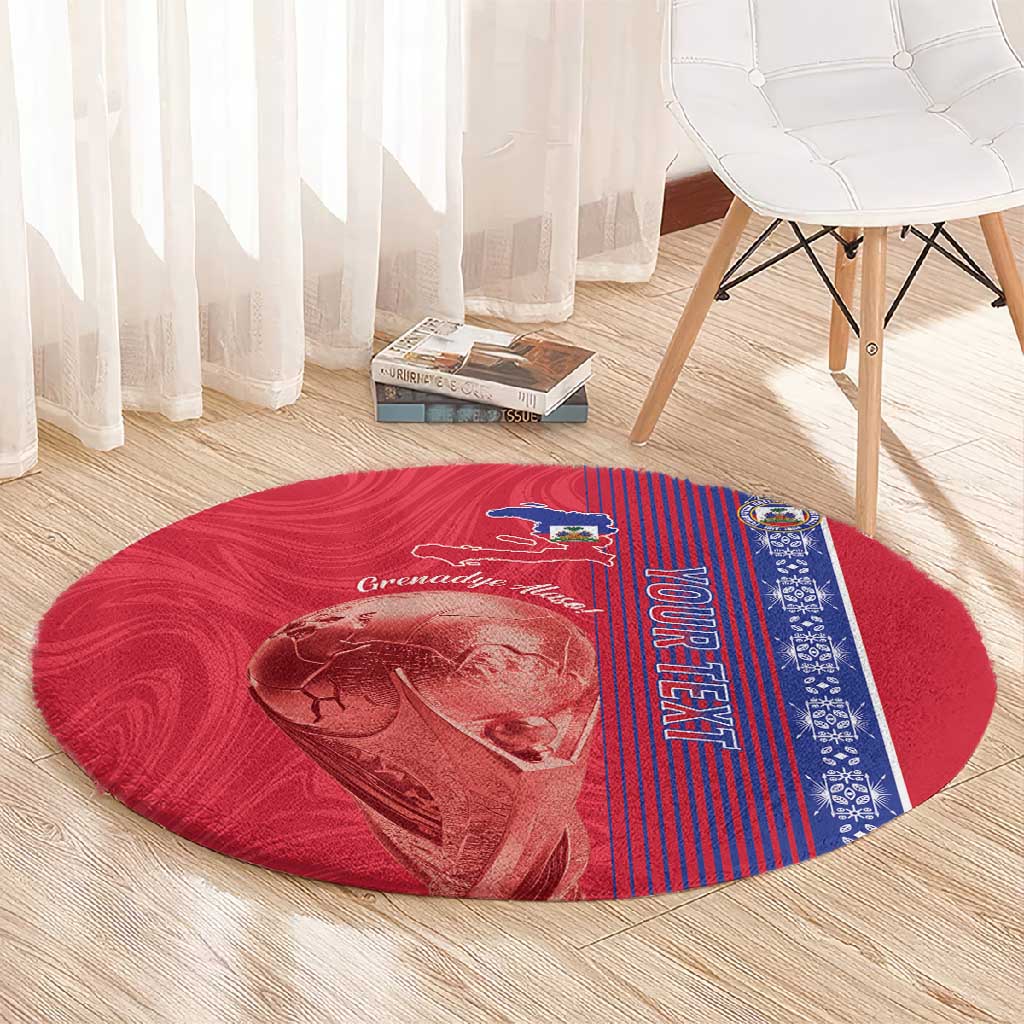 Custom Afro-Haiti Football Round Carpet 2026 Grenadye Alaso Red Version - African Pride