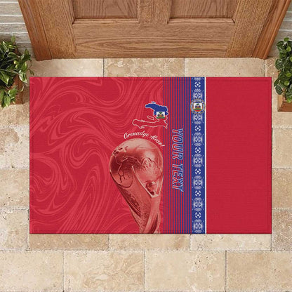 Custom Afro-Haiti Football Rubber Doormat 2026 Grenadye Alaso Red Version - African Pride
