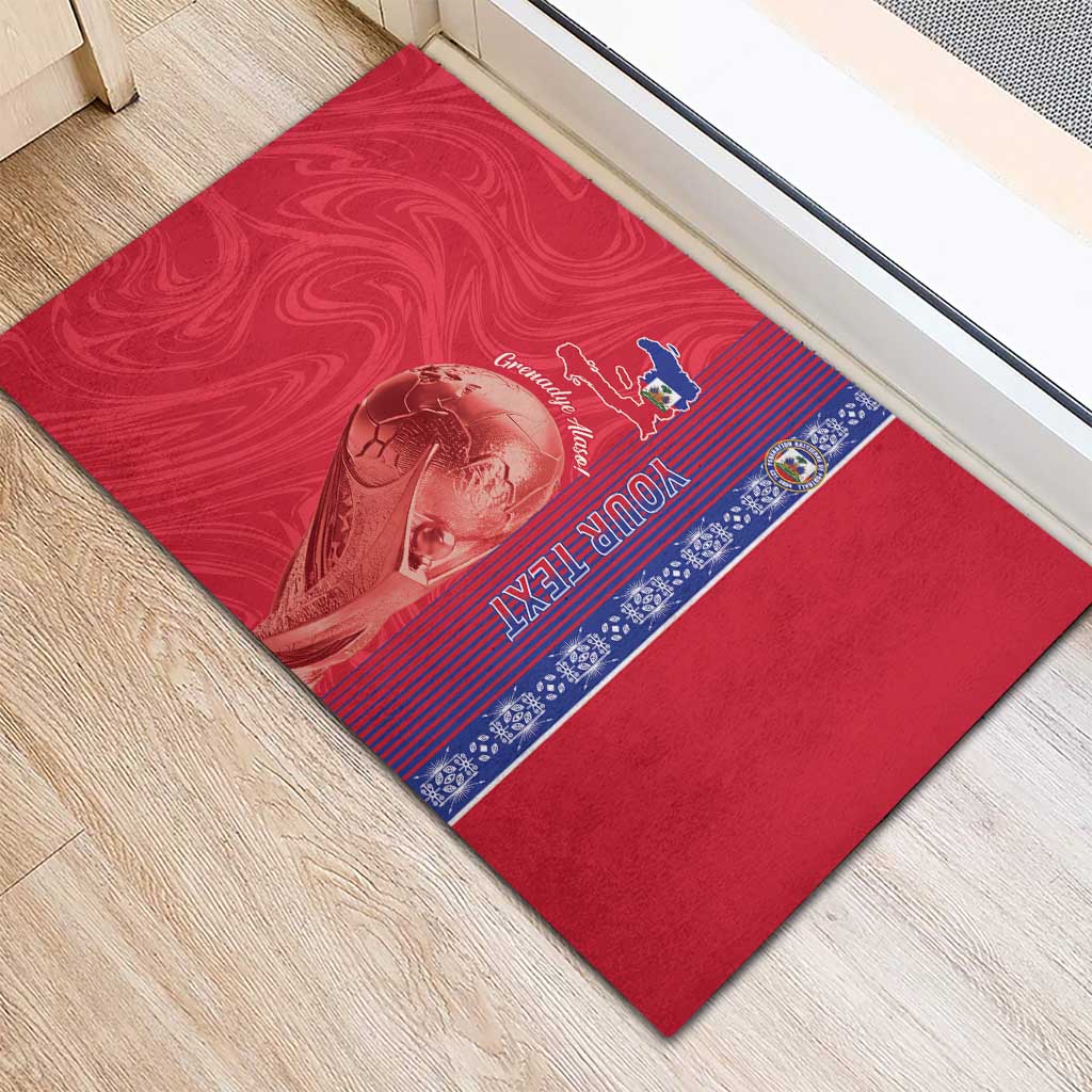 Custom Afro-Haiti Football Rubber Doormat 2026 Grenadye Alaso Red Version - African Pride