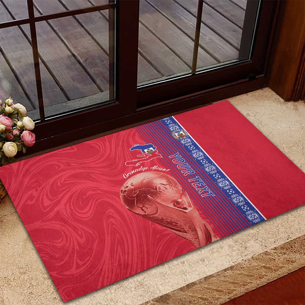 Custom Afro-Haiti Football Rubber Doormat 2026 Grenadye Alaso Red Version - African Pride