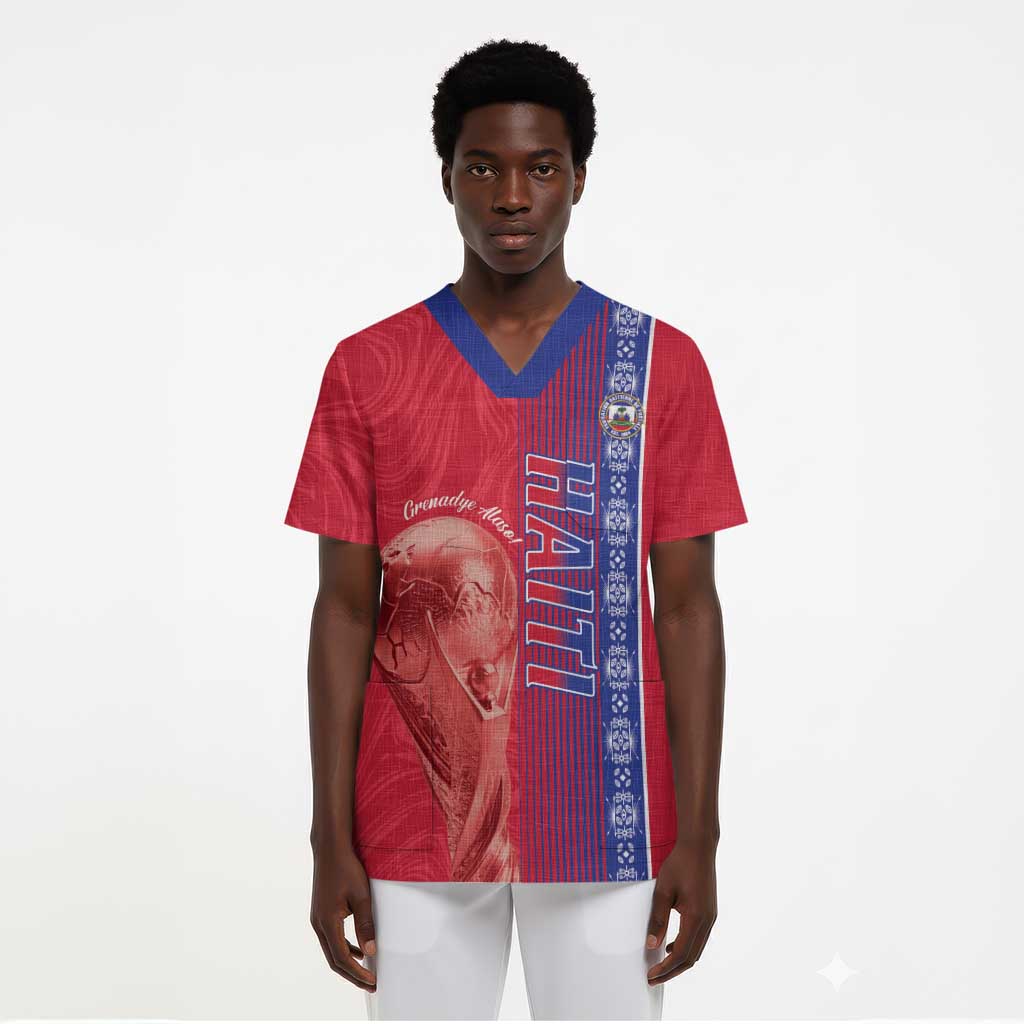 Custom Afro-Haiti Football Scrub Top 2026 Grenadye Alaso Red Version - African Pride