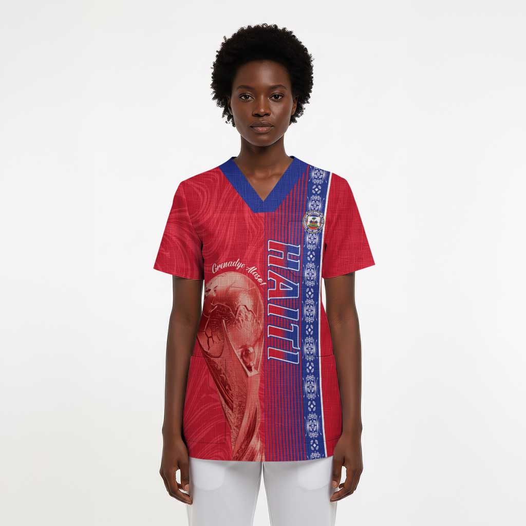 Custom Afro-Haiti Football Scrub Top 2026 Grenadye Alaso Red Version - African Pride