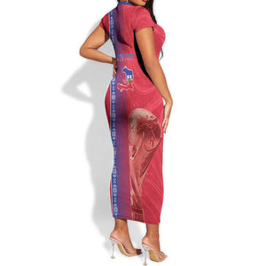 Custom Afro-Haiti Football Short Sleeve Bodycon Dress 2026 Grenadye Alaso Red Version LT14