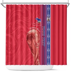 Custom Afro-Haiti Football Shower Curtain 2026 Grenadye Alaso Red Version - African Pride