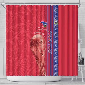 Custom Afro-Haiti Football Shower Curtain 2026 Grenadye Alaso Red Version - African Pride