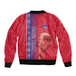 Custom Afro-Haiti Football Sleeve Zip Bomber Jacket 2026 Grenadye Alaso Red Version - African Pride