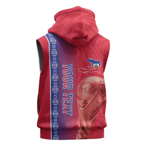Custom Afro-Haiti Football Sleeveless Hoodie 2026 Grenadye Alaso Red Version - African Pride