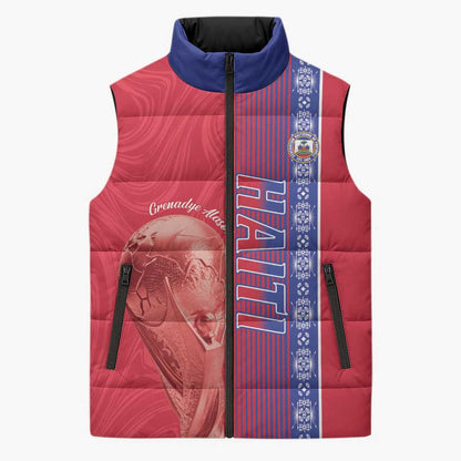 Custom Afro-Haiti Football Sleeveless Puffer Jacket 2026 Grenadye Alaso Red Version - African Pride