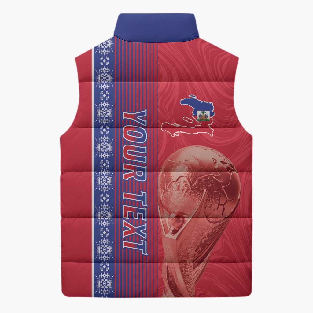 Custom Afro-Haiti Football Sleeveless Puffer Jacket 2026 Grenadye Alaso Red Version - African Pride