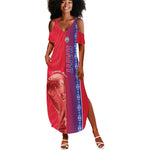 Custom Afro-Haiti Football Summer Maxi Dress 2026 Grenadye Alaso Red Version LT14