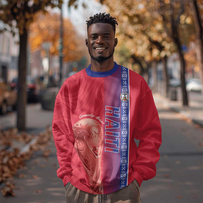 Custom Afro-Haiti Football Sweatshirt 2026 Grenadye Alaso Red Version - African Pride