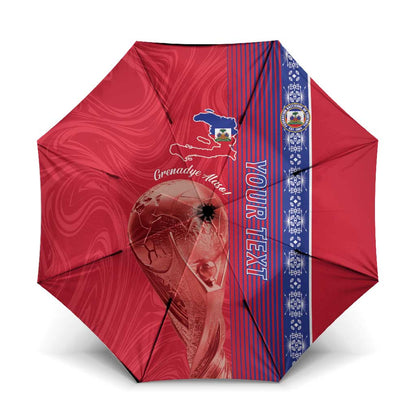 Custom Afro-Haiti Football Umbrella 2026 Grenadye Alaso Red Version - African Pride
