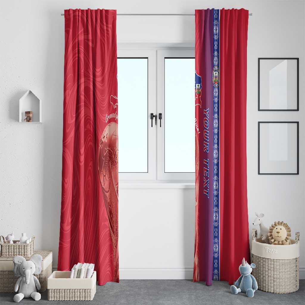 Custom Afro-Haiti Football Window Curtain 2026 Grenadye Alaso Red Version - African Pride