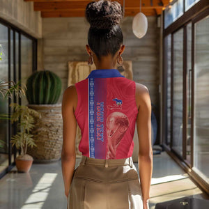 Custom Afro-Haiti Football Women Sleeveless Polo Shirt 2026 Grenadye Alaso Red Version - African Pride