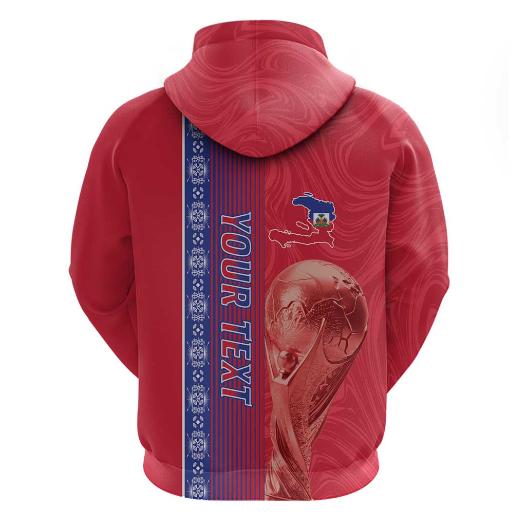 Custom Afro-Haiti Football Zip Hoodie 2026 Grenadye Alaso Red Version - African Pride