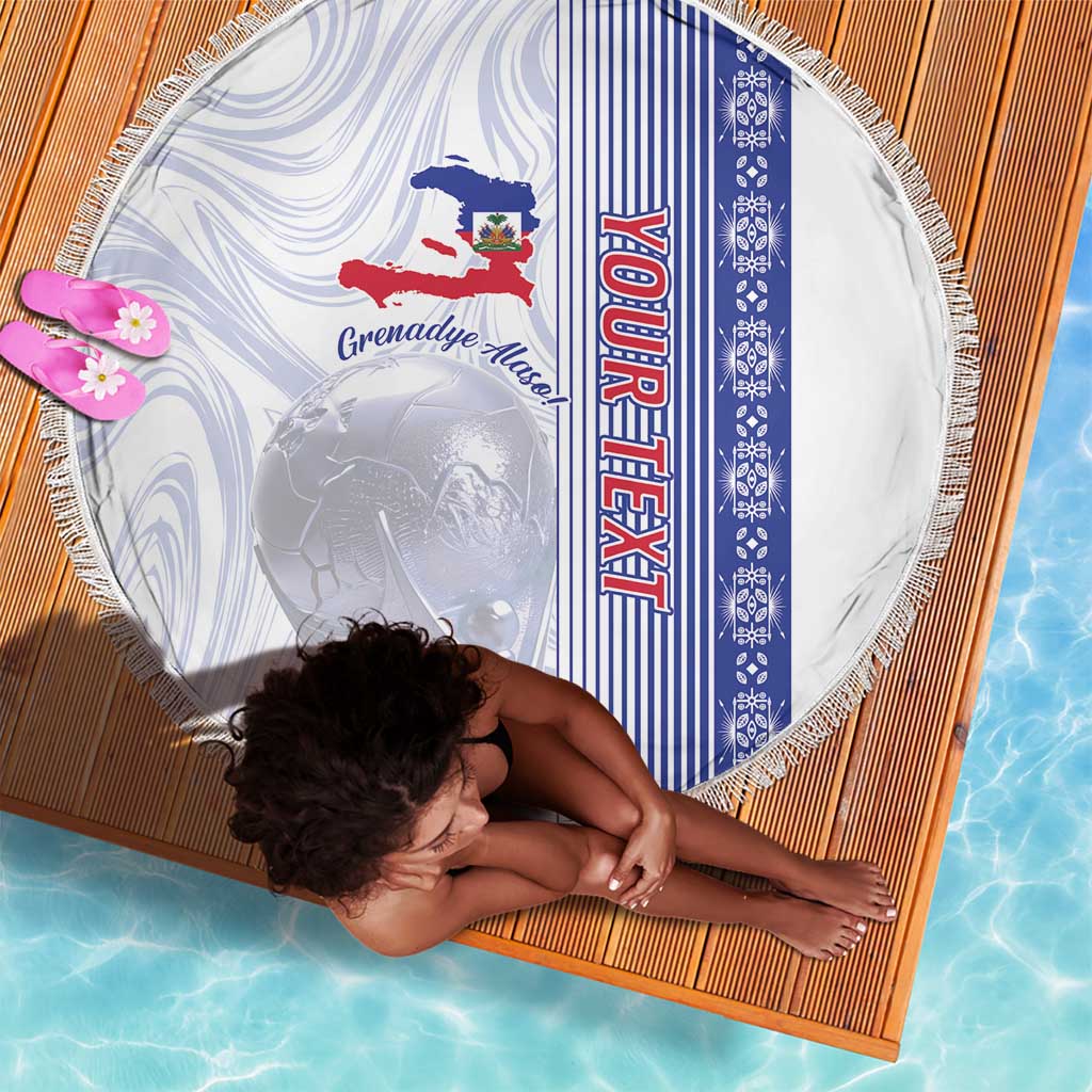 Custom Afro-Haiti Football Beach Blanket 2026 Grenadye Alaso White Version - African Pride