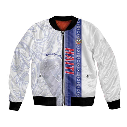 Custom Afro-Haiti Football Bomber Jacket 2026 Grenadye Alaso White Version - African Pride