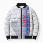 Custom Afro-Haiti Football Bomber Puffer Jacket 2026 Grenadye Alaso White Version - African Pride
