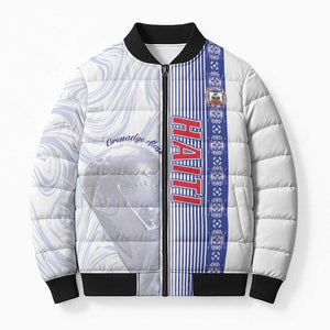 Custom Afro-Haiti Football Bomber Puffer Jacket 2026 Grenadye Alaso White Version - African Pride