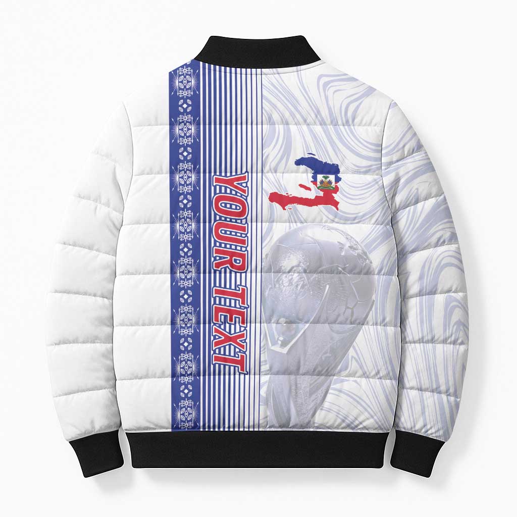 Custom Afro-Haiti Football Bomber Puffer Jacket 2026 Grenadye Alaso White Version - African Pride