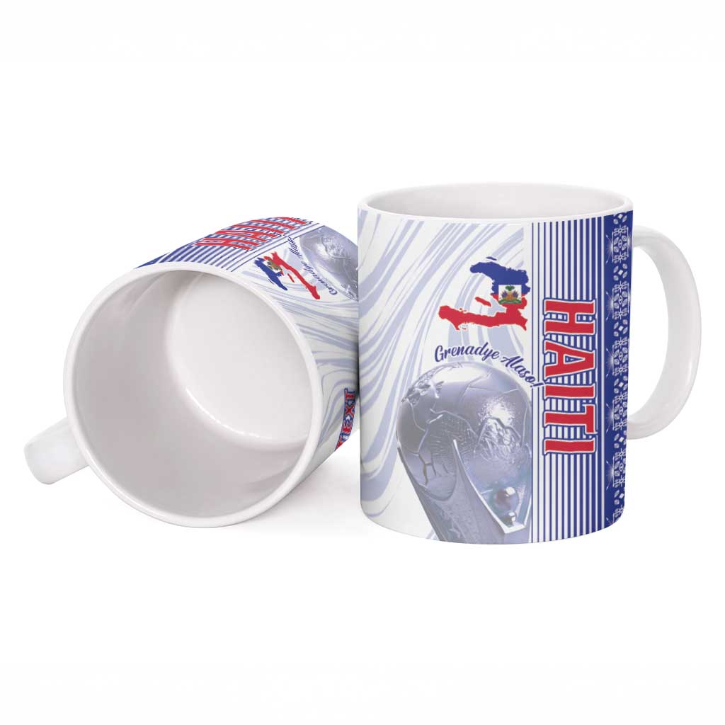 Custom Afro-Haiti Football Ceramic Mug 2026 Grenadye Alaso White Version - African Pride