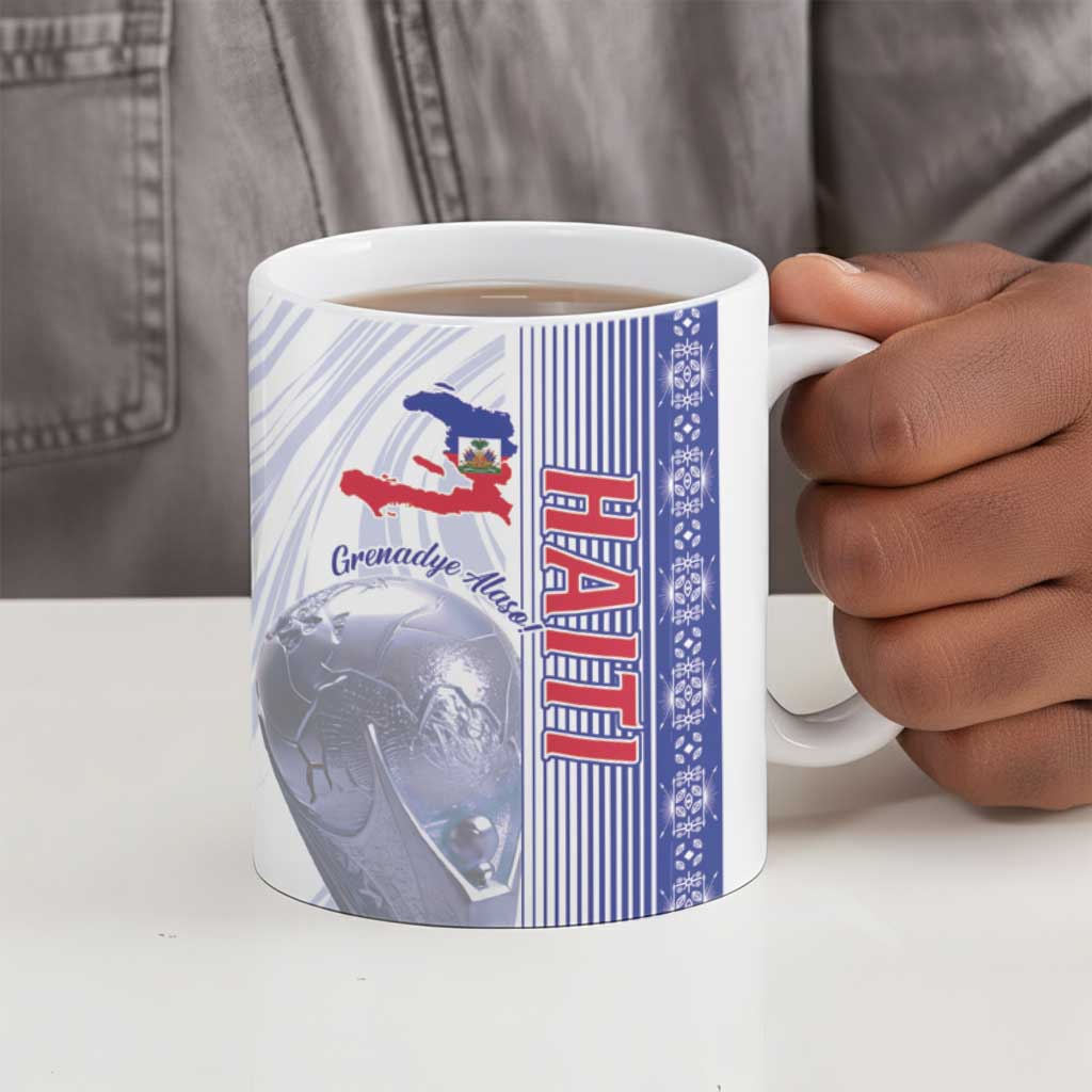 Custom Afro-Haiti Football Ceramic Mug 2026 Grenadye Alaso White Version - African Pride