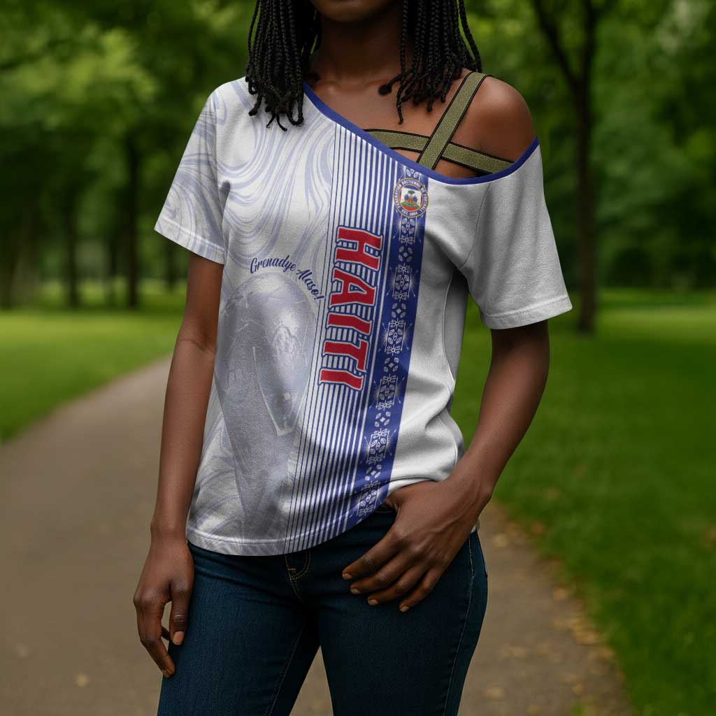 Custom Afro-Haiti Football Cross Shoulder Shirt 2026 Grenadye Alaso White Version - African Pride