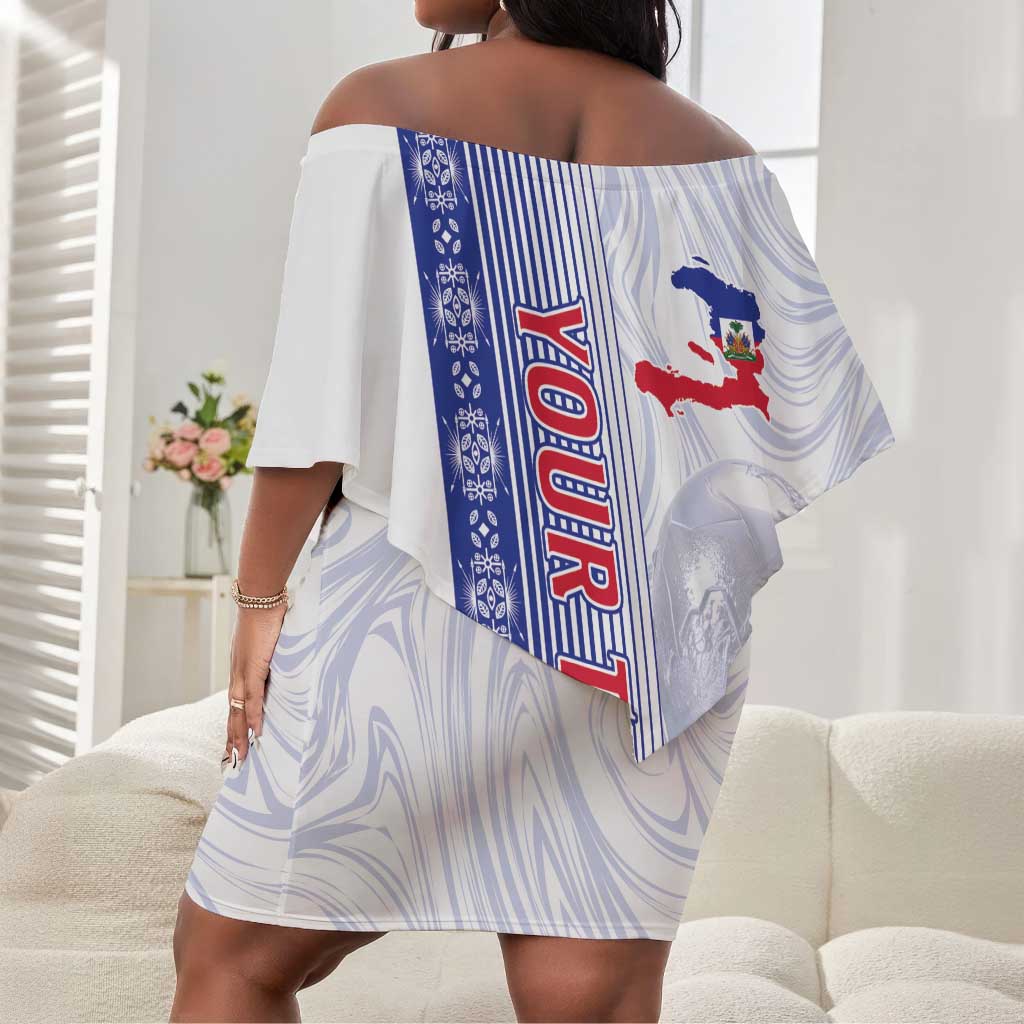 Custom Afro-Haiti Football Off Shoulder Short Dress 2026 Grenadye Alaso White Version - African Pride