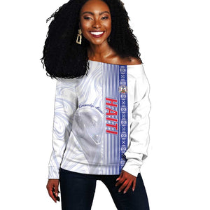 Custom Afro-Haiti Football Off Shoulder Sweater 2026 Grenadye Alaso White Version - African Pride