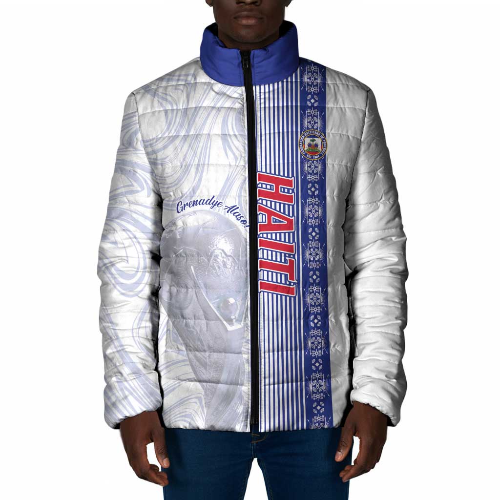 Custom Afro-Haiti Football Padded Jacket 2026 Grenadye Alaso White Version - African Pride