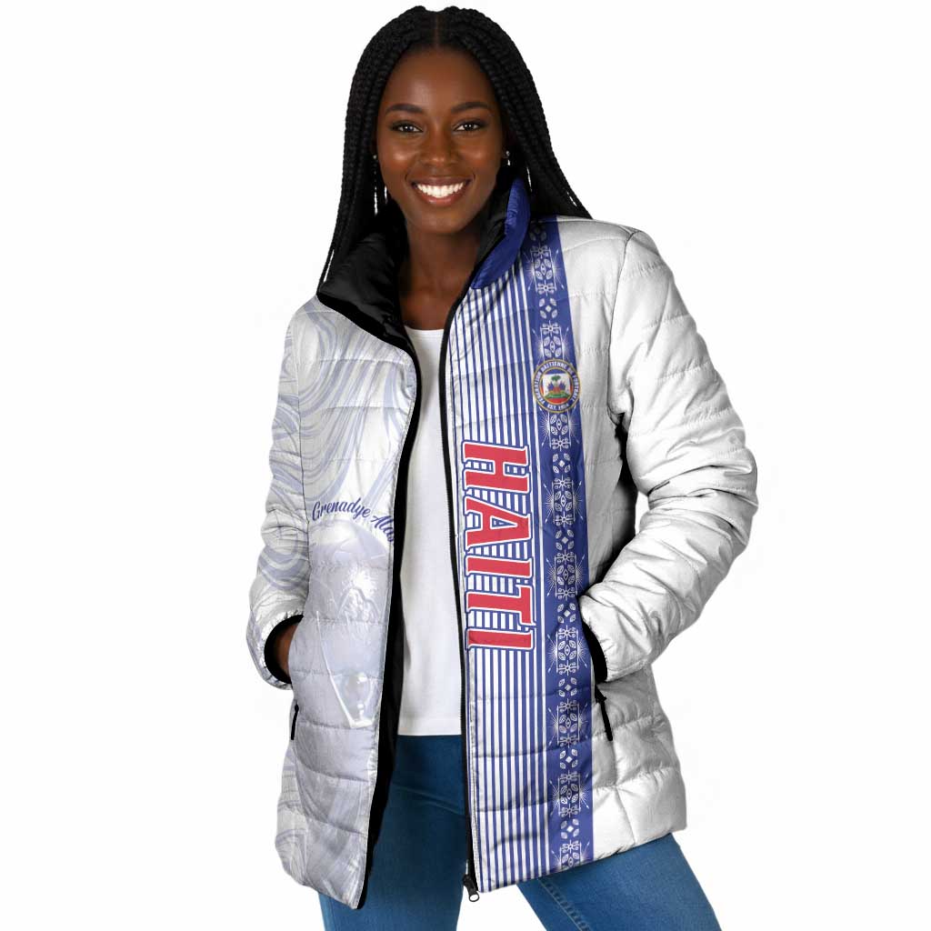 Custom Afro-Haiti Football Padded Jacket 2026 Grenadye Alaso White Version - African Pride