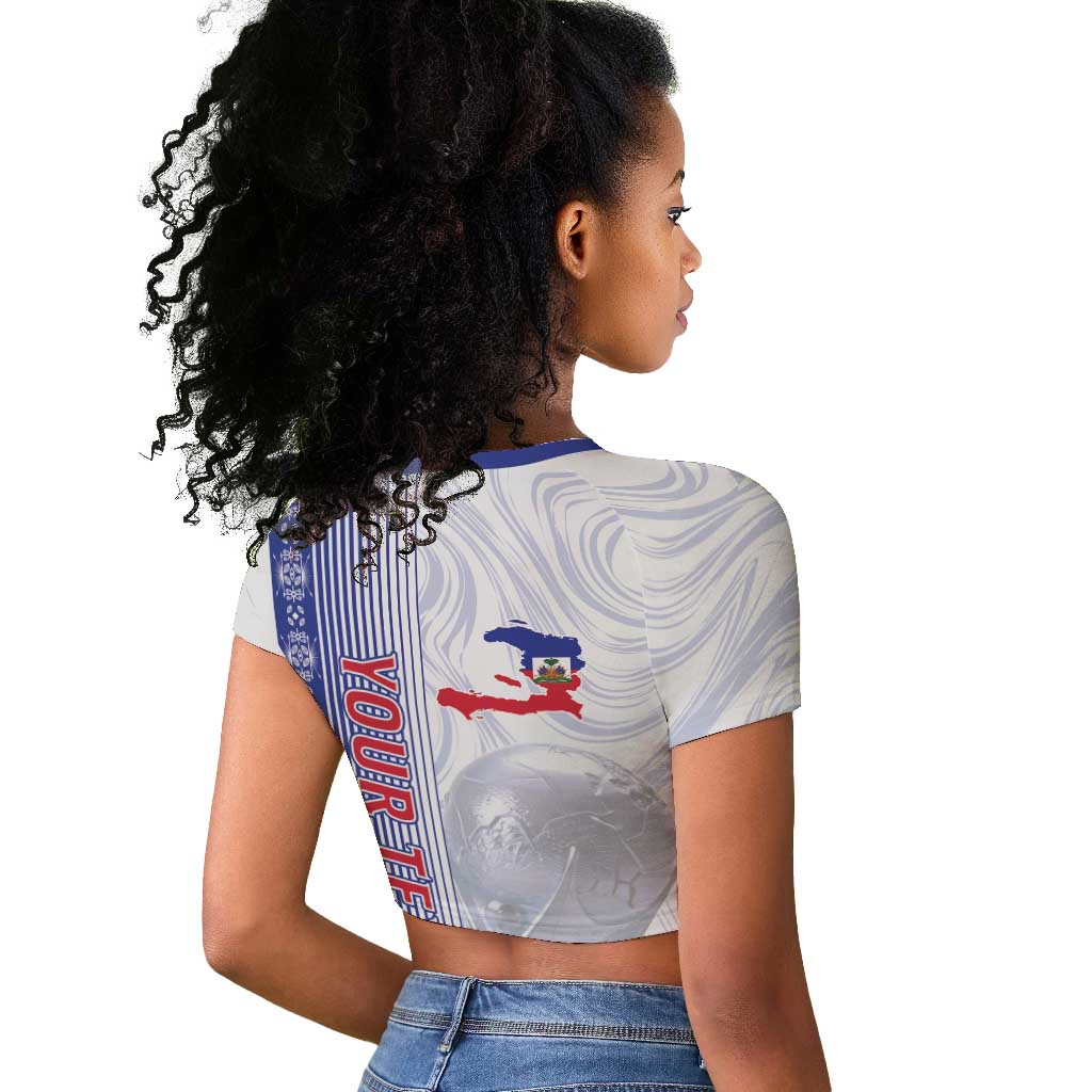 Custom Afro-Haiti Football Raglan Cropped T shirt 2026 Grenadye Alaso White Version LT14