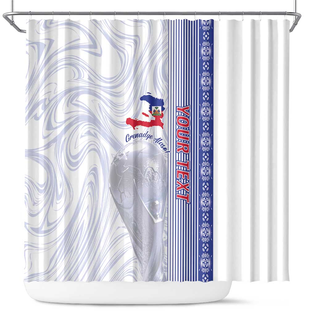 Custom Afro-Haiti Football Shower Curtain 2026 Grenadye Alaso White Version - African Pride
