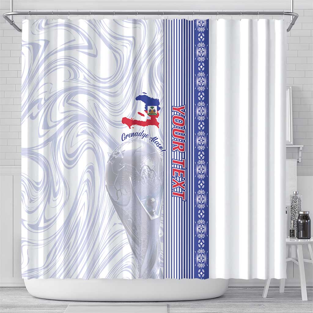 Custom Afro-Haiti Football Shower Curtain 2026 Grenadye Alaso White Version - African Pride