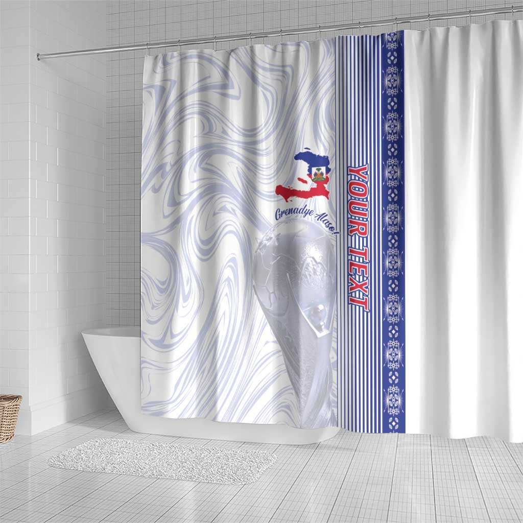 Custom Afro-Haiti Football Shower Curtain 2026 Grenadye Alaso White Version - African Pride