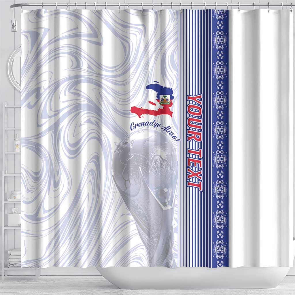 Custom Afro-Haiti Football Shower Curtain 2026 Grenadye Alaso White Version - African Pride