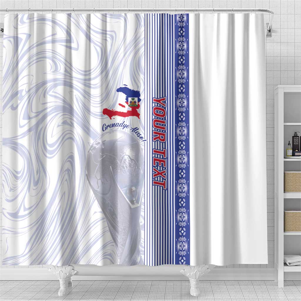 Custom Afro-Haiti Football Shower Curtain 2026 Grenadye Alaso White Version - African Pride