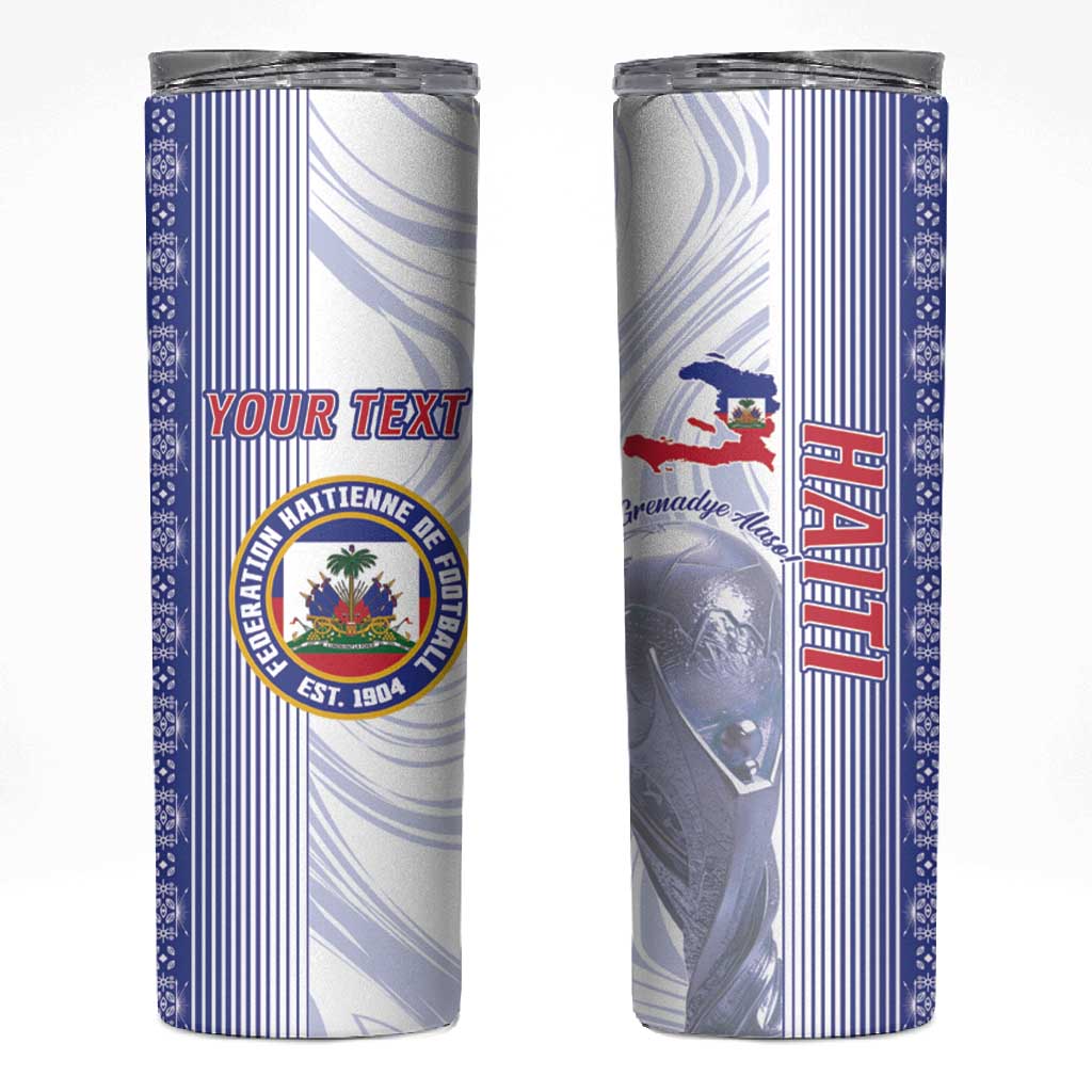 Custom Afro-Haiti Football Skinny Tumbler 2026 Grenadye Alaso White Version - African Pride