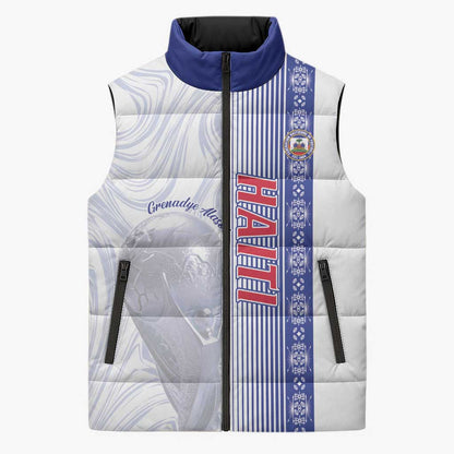 Custom Afro-Haiti Football Sleeveless Puffer Jacket 2026 Grenadye Alaso White Version - African Pride