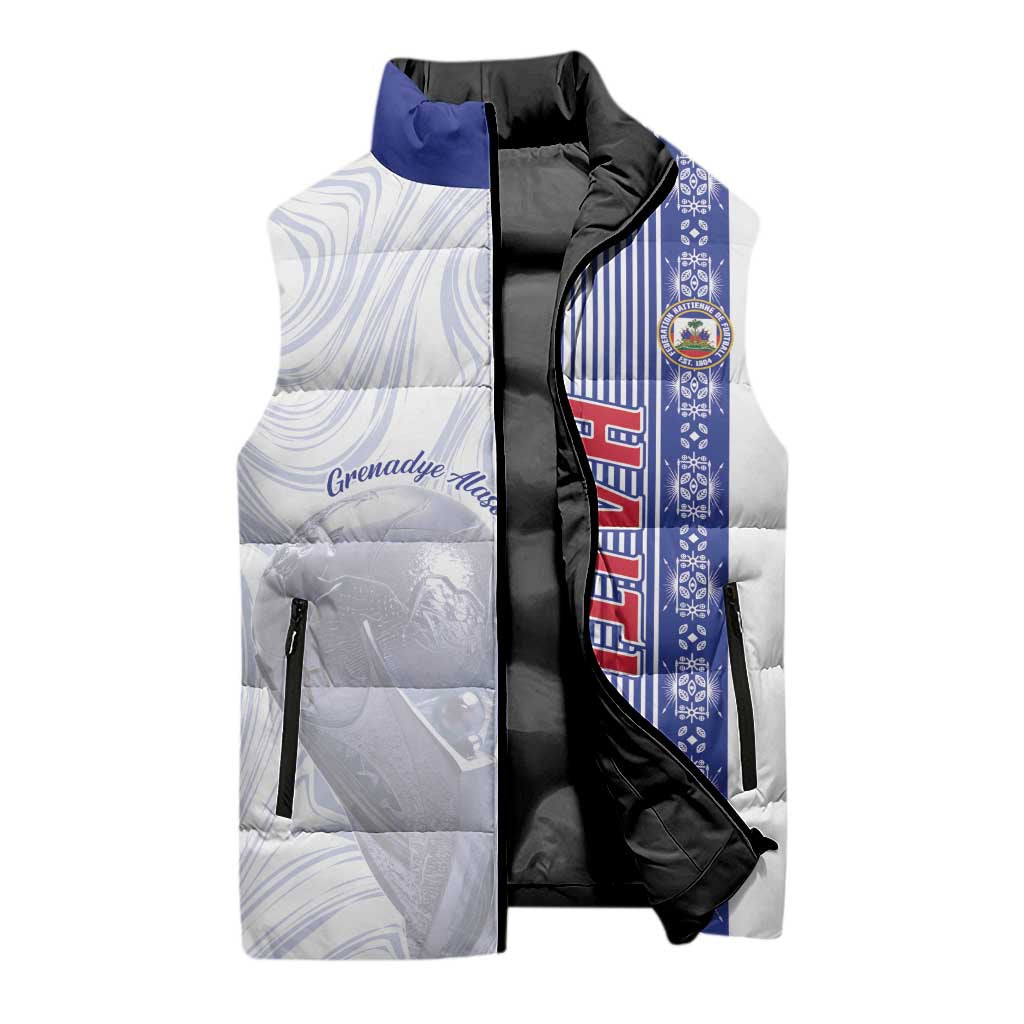 Custom Afro-Haiti Football Sleeveless Puffer Jacket 2026 Grenadye Alaso White Version - African Pride